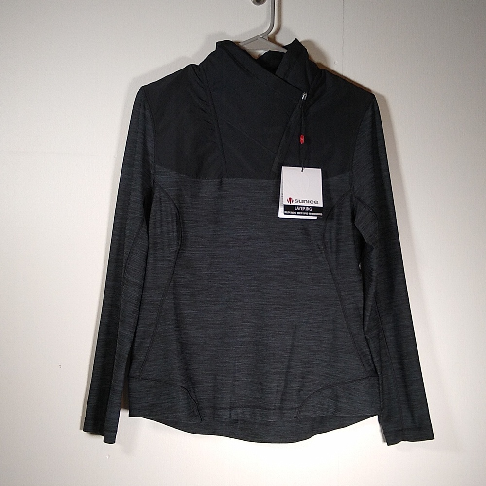 NWT Sunice Dakota Thermal Stretch Shawl Collar‎ Golf Pullover black gray S